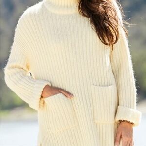 Peruvian Connection Turtleneck Alpaca Pullover Tunic Sweater Ivory Size XS